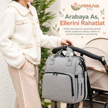 MİNUVA™ Yatak Olabilen Anne Bebek Çantası